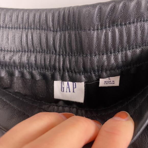 GAP Easy Pant Faux Leather True Black Large - Picture 5 of 8